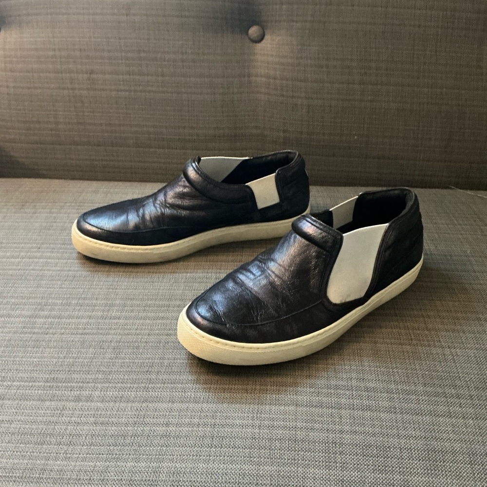 Jil Sander Navy Women's Blue and White Slip-On Sneakers